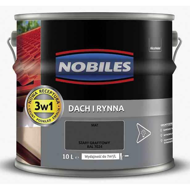 Nobiles Barva pro malování střech, střech a okapů 10L Grafitová Ral 7024
