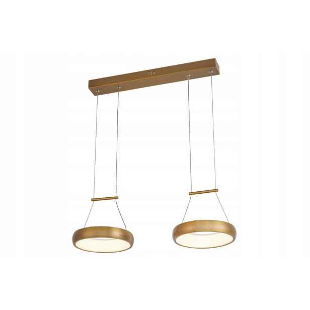 Moderní závěsná dekorativní lampa s 2 zlatými Led obručemi Reality
