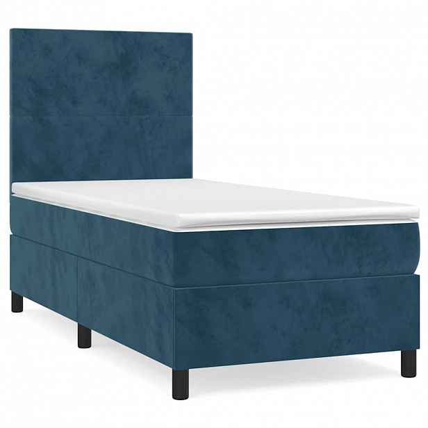 vidaXL Box spring postel s matrací tmavě modrá 80 x 200 cm samet