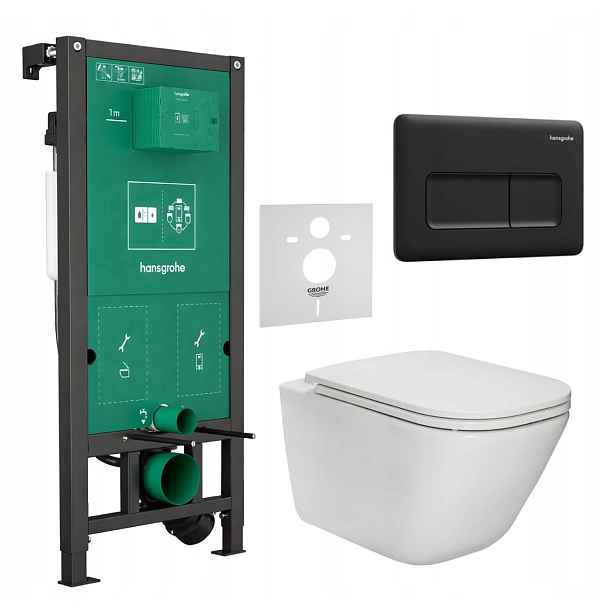 7v1 Wc Set Stelaz Hansgrohe iFrame Wc mísa Rim Roca Gap+TLAČÍTKO