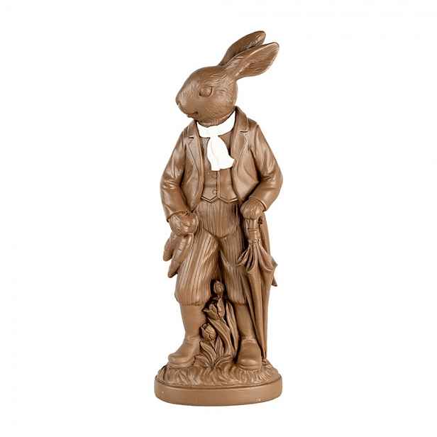 Dekorace čokoládový králík s deštníkem - 15*9*40 cm Clayre & Eef