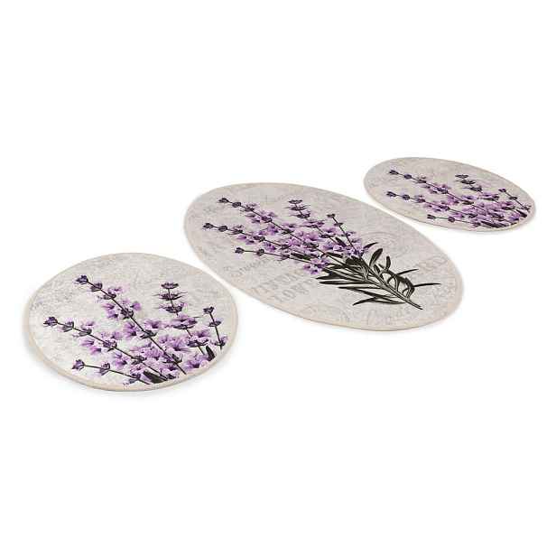 Fialovo-béžové koupelnové předložky v sadě 3 ks 60x100 cm Lavender – Foutastic
