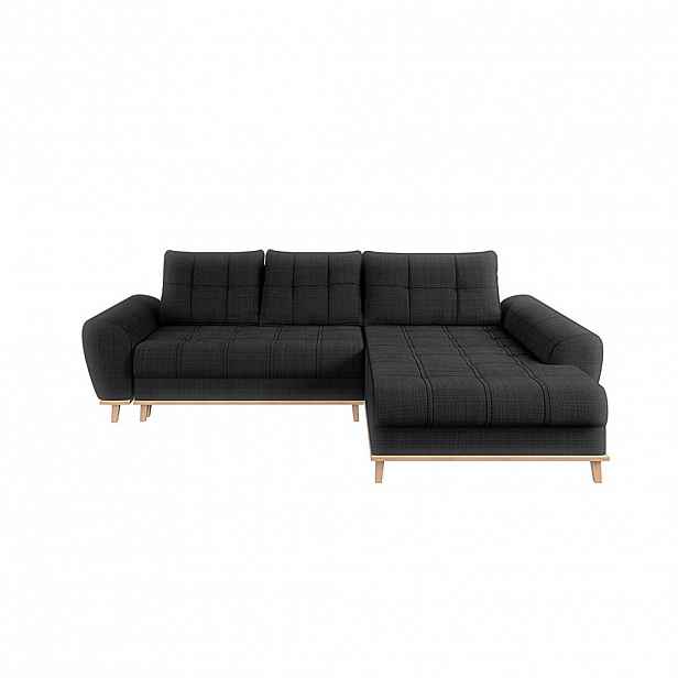 luma-home ROHOVÁ POHOVKA ve skandinávském stylu, rozkládací, 268 × 175 × 86 cm (Š×H×V), otoman vpravo, bouclé-chenille látka v antracitové barvě / 210
