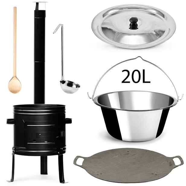 Perfect Home PL-Set-76 Kotlíková souprava 20L, 6ks – kotlina/kotlík/poklice/vařečka/naběračka/deska