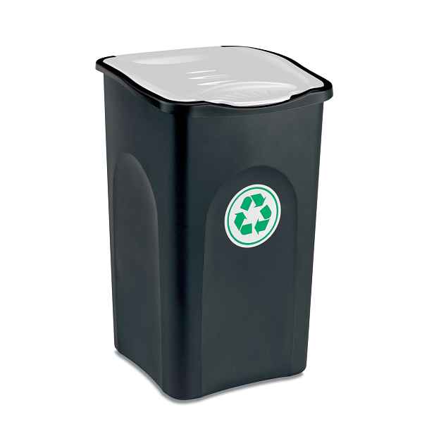 STEFANPLAST Odpadkový koš na tříděný odpad ECOGREEN 50 l, černý/bílé víko