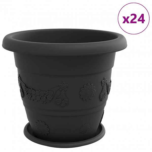 vidaXL Květináče 24 ks Černá Ø 39 x 32 cm Plast