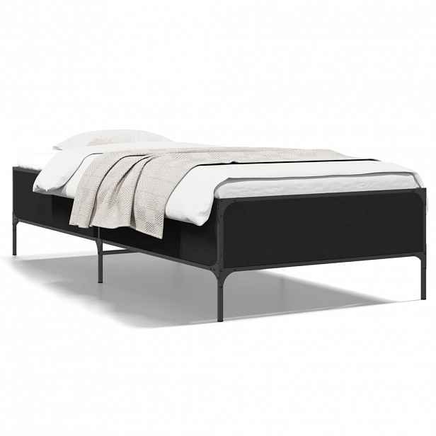 vidaXL Rám postele černý 90 x 190 cm kompozitní dřevo a kov