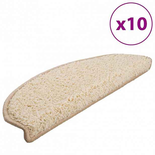 vidaXL Schodové rohože 10 ks 65 x 21 x 4 cm krémové, půlkulaté, velké