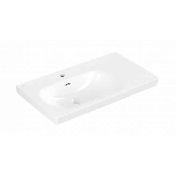 Villeroy & Boch Skyla - Umyvadlo 80x46 cm, s přepadem, otvor pro baterii, CeramicPlus, Stone White 5A52L1RW