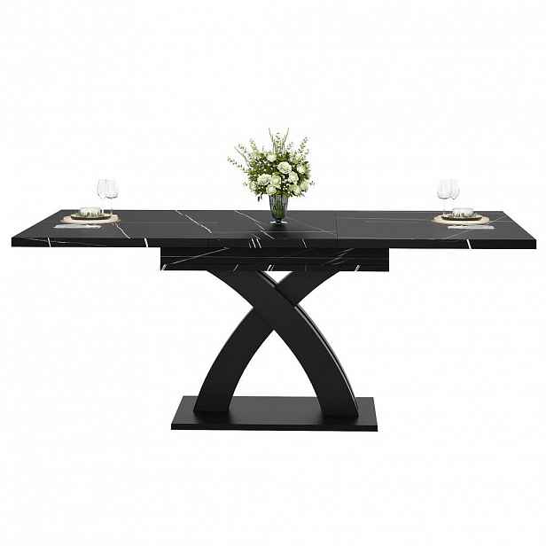 FLIEKS JÍDELNÍ STŮL 120-160x80cm ROZKLÁDACÍ dřevo černý 6 osob