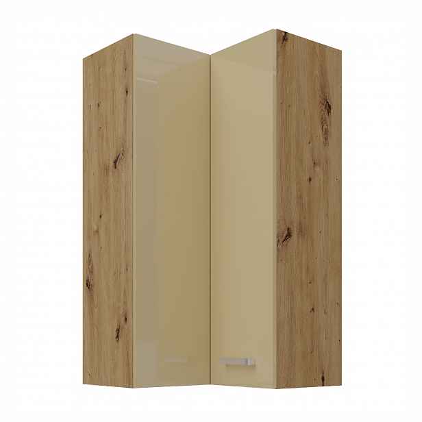 Horní rohová skříňka Artisan 60x60 GN-108 1F (90°) Barva korpusu: Dub artisan, Barva dvířek: Bílý lesk