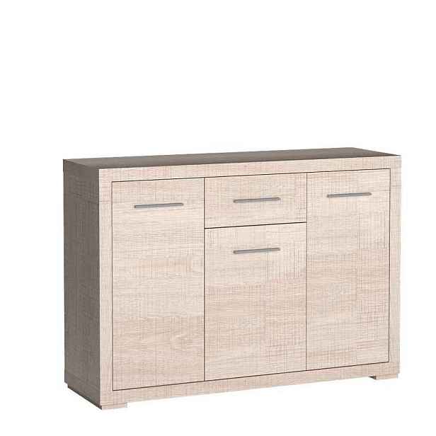 MASSENO KOMODA SALERNO, 127,5/91/40,5 cm s 2 zásuvkami a 2 dvířky, dekor dub
