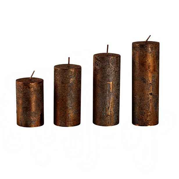 Rustikální adventní svíčka ø4cm PROVENCE 4ks měděná