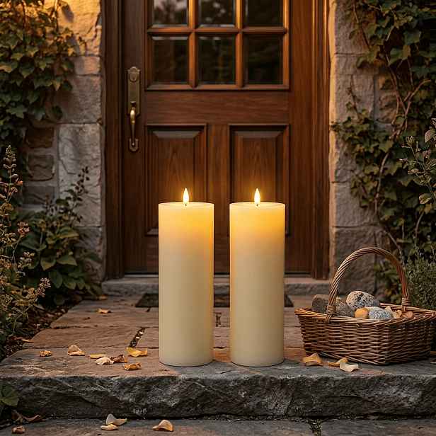 TEMU Velká svíčka/lampa na dálkové ovládání s dálkovým ovladačem, blikající bezplamenná svíčka, LED simulace sloupu svíčky, vhodná pro narozeninové