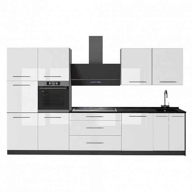 Vicco KUCHYŇSKÝ KOUT Fame-Line, Bílá vysoký lesk/Antracit, 340 cm, PD Antracit