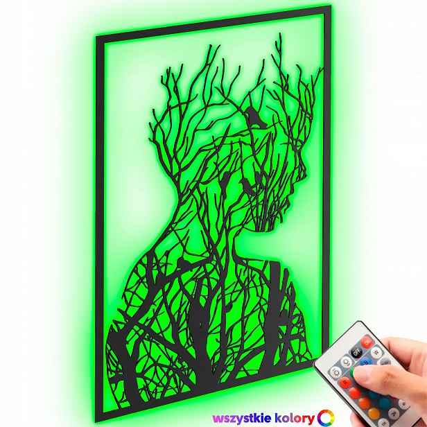 Dřevěný 3D obraz Strom ve stylu loftu Nástěnná Dekorace Noční Lampa Led