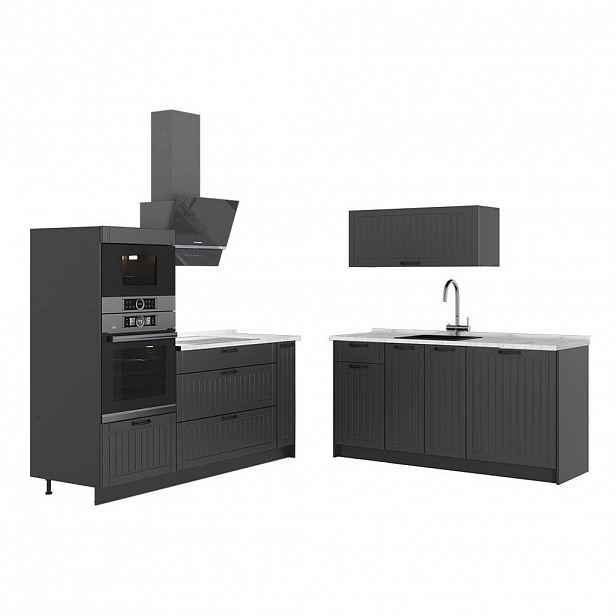 Vicco KUCHYNĚ Fame-Line, Tmavě šedá/Antracit, 340 cm, PD Mramor