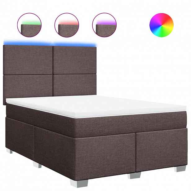 vidaXL Box spring postel s matrací tmavě hnědá 140x200 cm textil