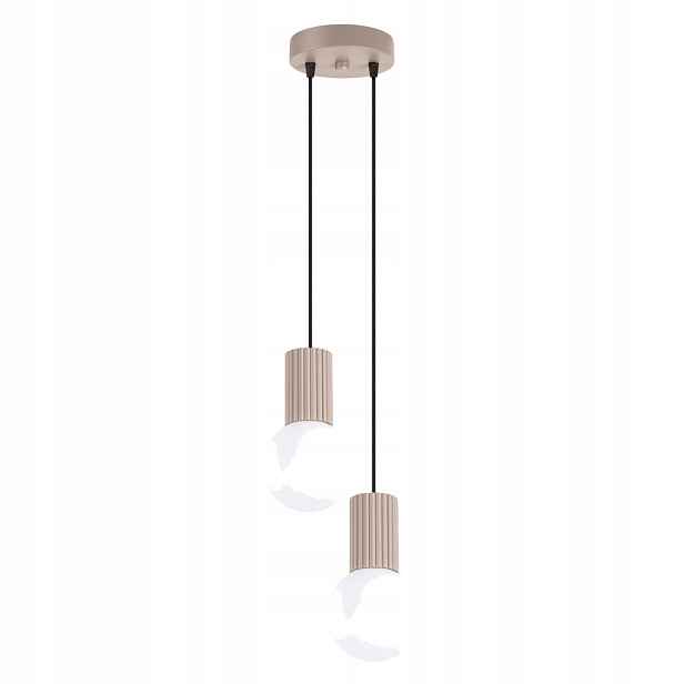 Sollux Lighting závěsná lampa halo taupe rýhovaná 2xG9 8W