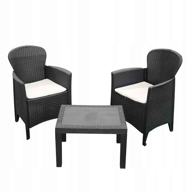 Dochtmann Set zahradního nábytku rattan, černý