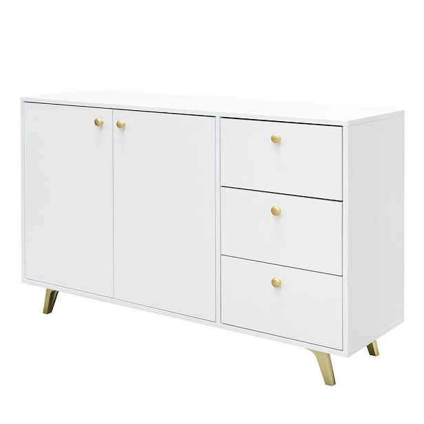MASSENO KOMODA GALIO, 140/86/41 cm se zásuvkami a 4 dvířky, bílá