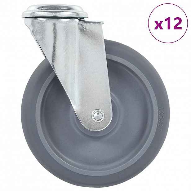 vidaXL 12 ks otočná kolečka s otvorem pro šroub 125 mm