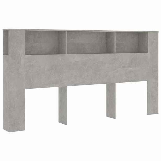 vidaXL Čelo postele s úložným prostorem betonově šedé 200x18,5x104,5cm