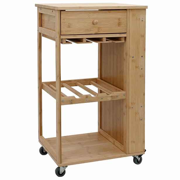 vidaXL Kuchyňský vozík s koly Přírodní 47,5 x 36 x 83 cm Bambus