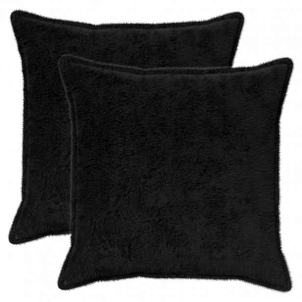 vidaXL Povlak na polštář 2 ks HOUTEN Černá 60 x 60 cm Umělá králičí