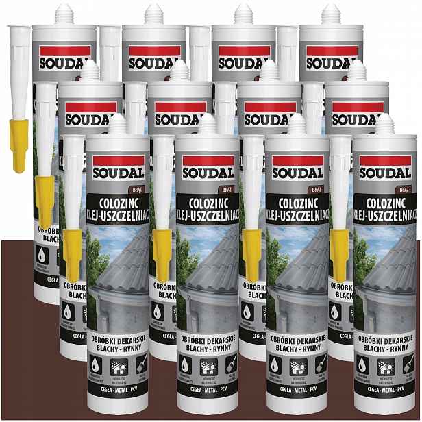 12 x Soudal Colozinc lepidlo na těsnění okapových plechů Hnědé 290 ml