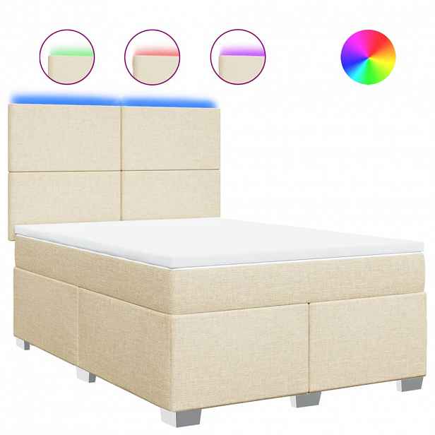 vidaXL Box spring postel s matrací krémová 140x200 cm textil