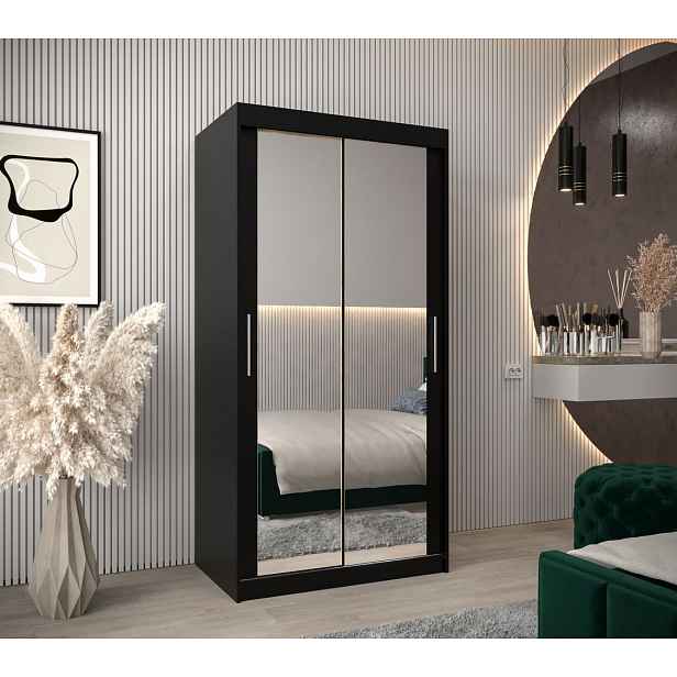 Skříň s posuvnými dveřmi v šířce 100 cm TIMEA 3 - černá