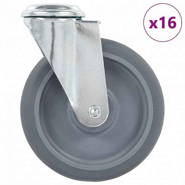 vidaXL 16 ks otočná kolečka s otvorem pro šroub 125 mm