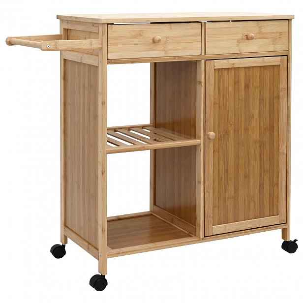 vidaXL Kuchyňský vozík s koly Přírodní 90,5 x 36 x 86,5 cm Bambus