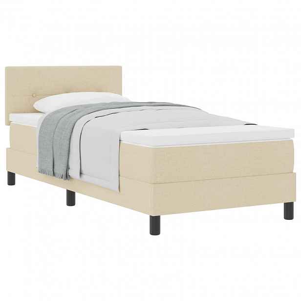 vidaXL Postel s boxspringem s čelo Krémová 80 x 200 cm textil