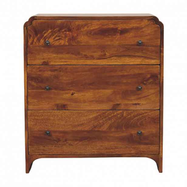 Artisan Furniture NOČNÍ STOLEK Extra Mini se zaoblenými hranami, 2 zásuvky, severské nohy, hnědý
