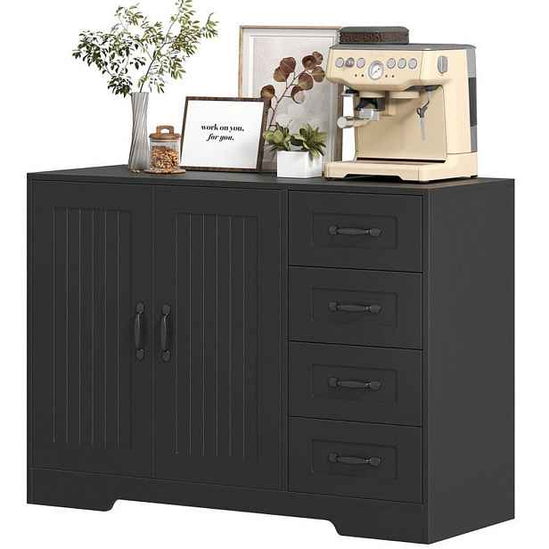 Modenvie SIDEBOARD 105/40/76 cm z dřevěného materiálu černá, se 4 zásuvkami a skříňkou