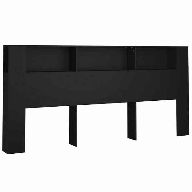 vidaXL Čelo postele s úložným prostorem černé 220 x 18,5 x 104,5 cm