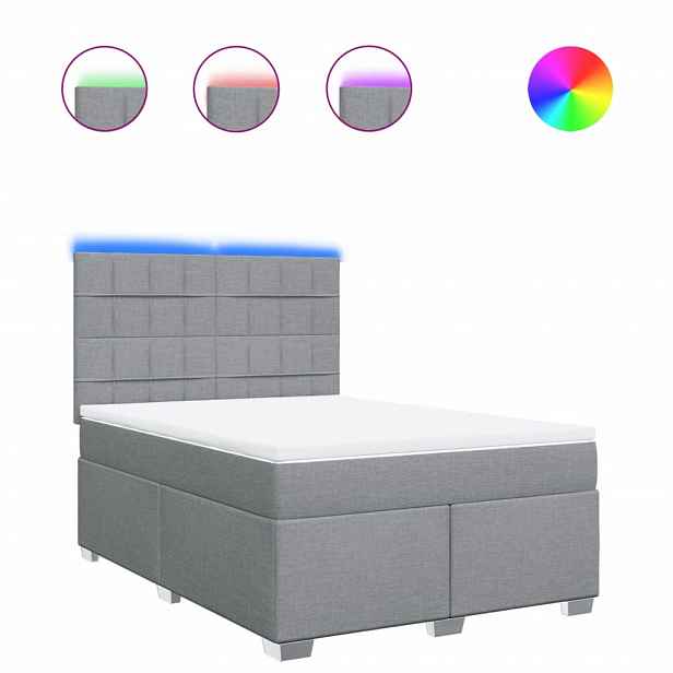 vidaXL Box spring postel s matrací světle šedá 140 x 200 cm textil