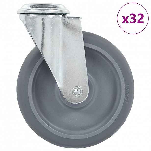 vidaXL 32 ks otočná kolečka s otvorem pro šroub 125 mm