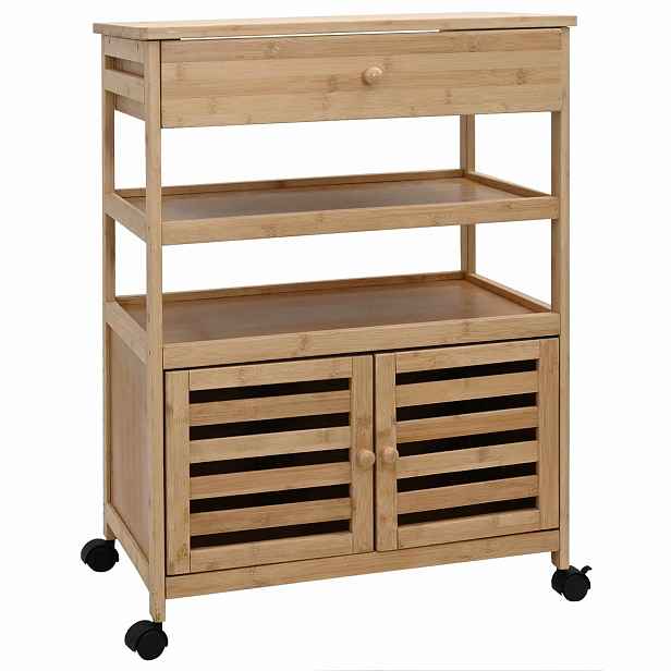 vidaXL Kuchyňský vozík s koly Přírodní 59,5 x 36 x 82 cm Bambus