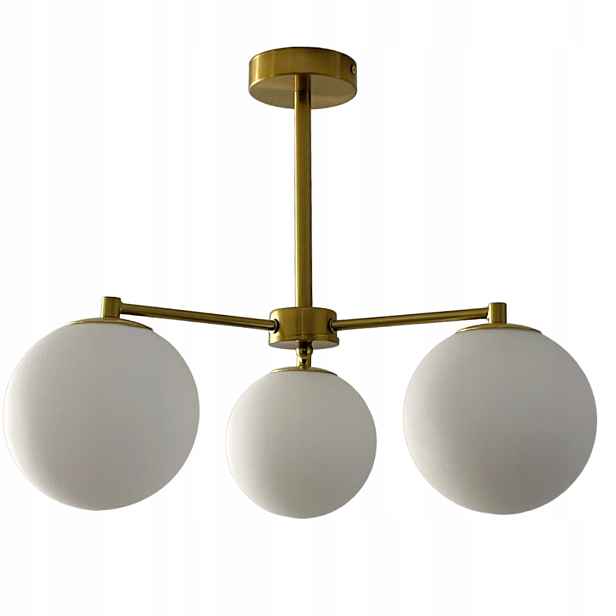 Závěsná Stropní Lampa Lustr Kule zlatá Moderní Led mléčná