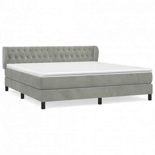 vidaXL Box spring postel s matrací světle šedá 160x200 cm samet