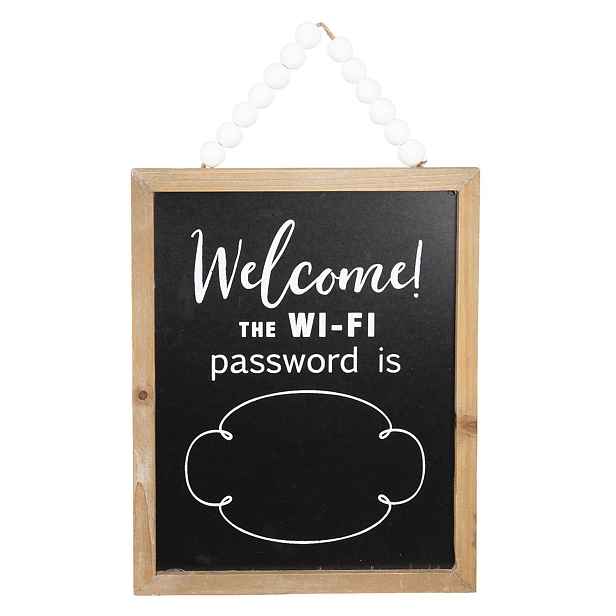 Nástěnná dřevěná cedule na heslo Wifi -  25*2*26 cm Clayre & Eef