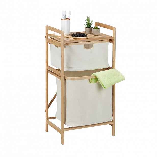 Relaxdays REGÁL Přírodní béžová bambus 2-textilní boxy
