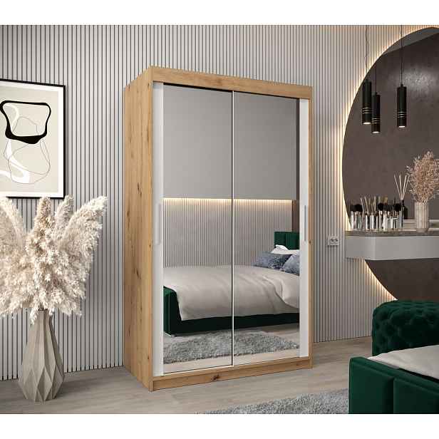 Skříň s posuvnými dveřmi v šířce 120 cm TIMEA 3 - dub artisan / bílá