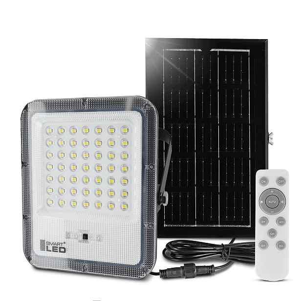 Solární Led lampa Venkovní 50W Snímač soumraku IP65 Dálkový Ovladač