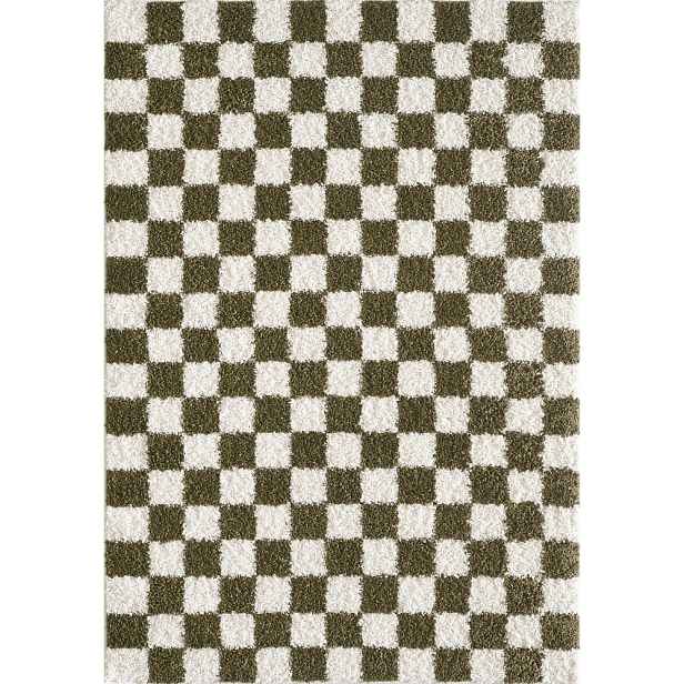 Tmavě zelený/krémový koberec 160x230 cm Grida – ESTE