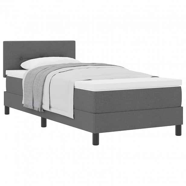 vidaXL Postel s boxspringem s čelo Tmavě šedá 90 x 190 cm textil