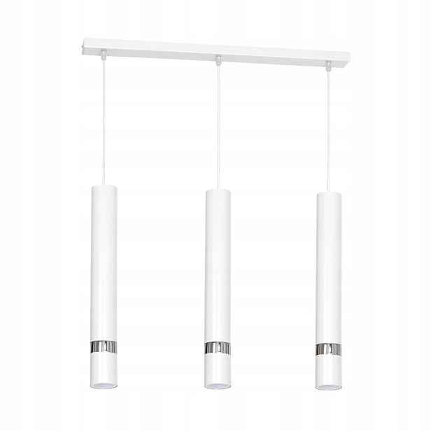 Závěsná lampa trojitá bílá chrom 3 tuby nad stůl ostrov bar 60 cm Milagro